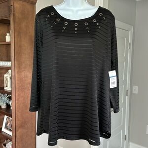 🆕 NWT Kim Rogers Dressy Black Shirt, L, Black.